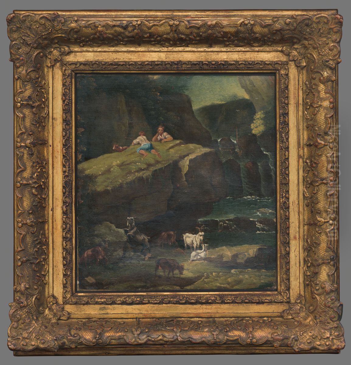 Chlapci pasuci kozy Oil Painting by Ernest Zmetak Art Gallery