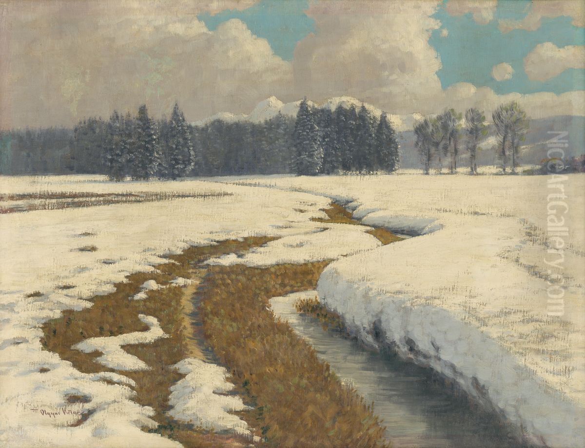 Zimna krajina Oil Painting by Viktor Olgyai