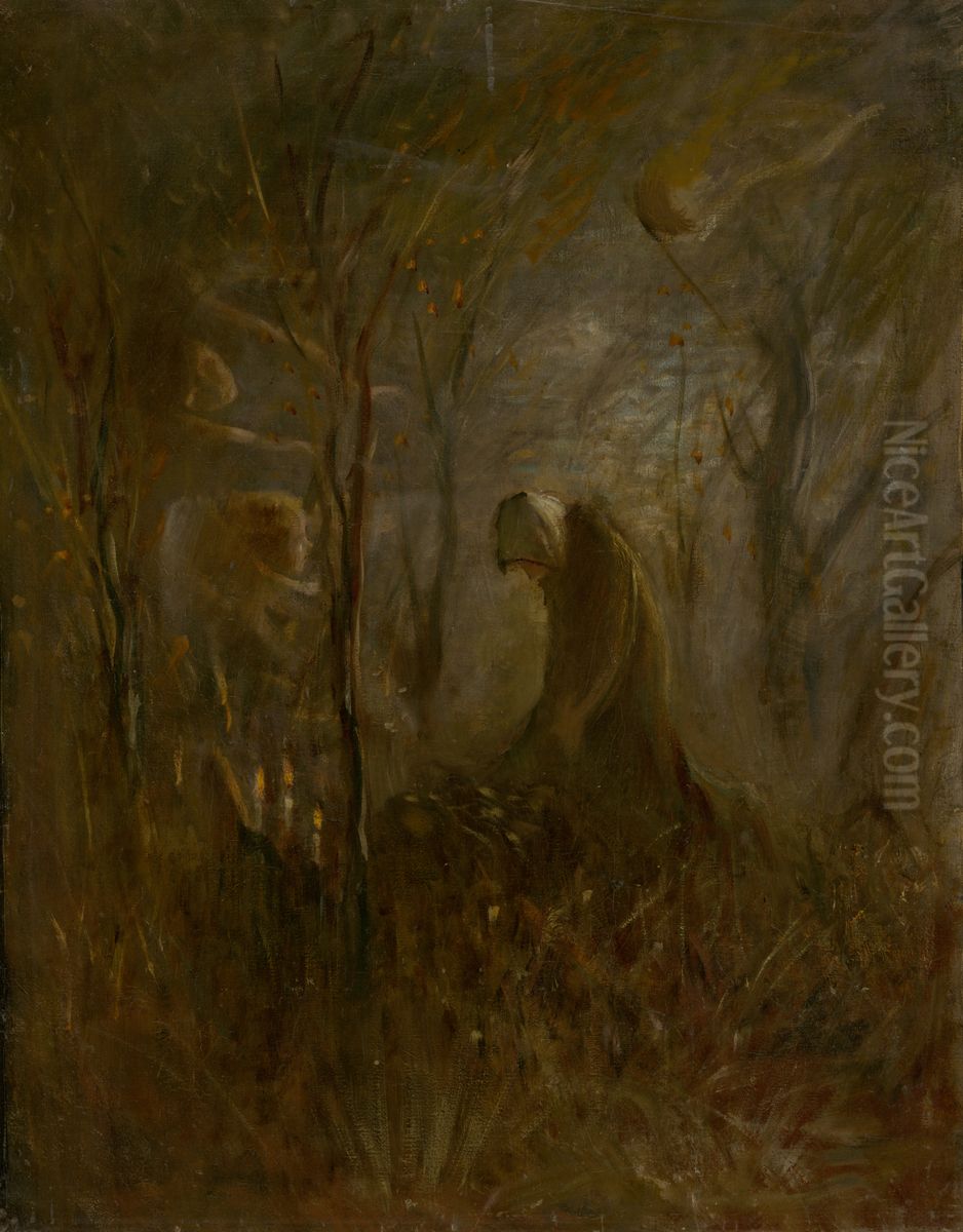 Modlitba nad hrobom Oil Painting by Laszlo Mednyanszky