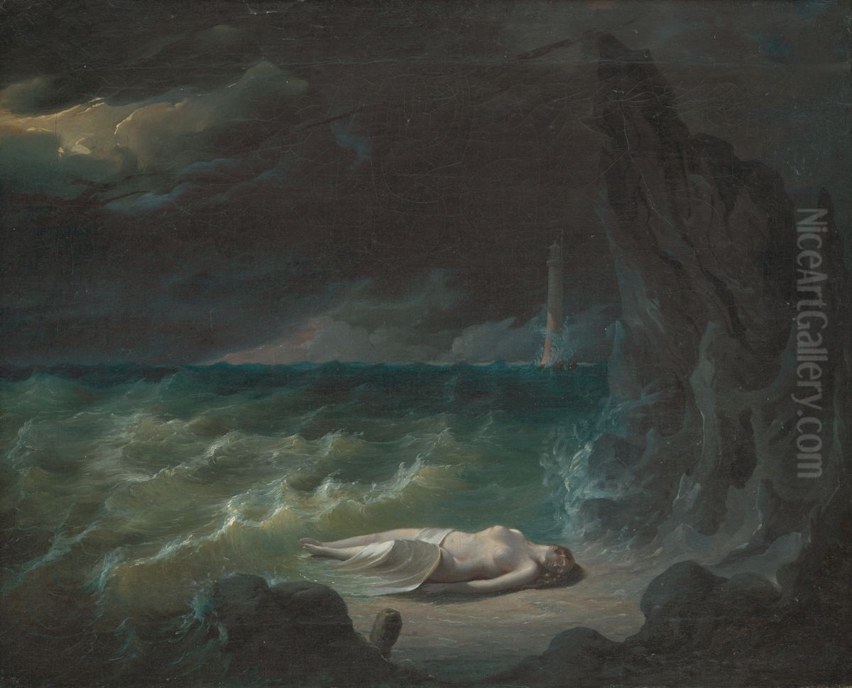 Utopena v mori Oil Painting by Ernest Zmetak Art Gallery