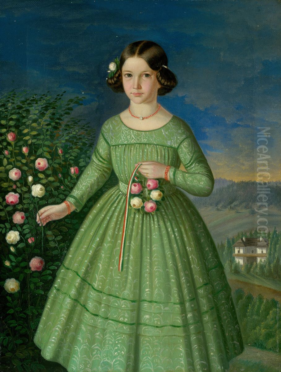 Podobizen Klementiny Matyasovej-Szakmaryovej Oil Painting by Peter Michal Bohun