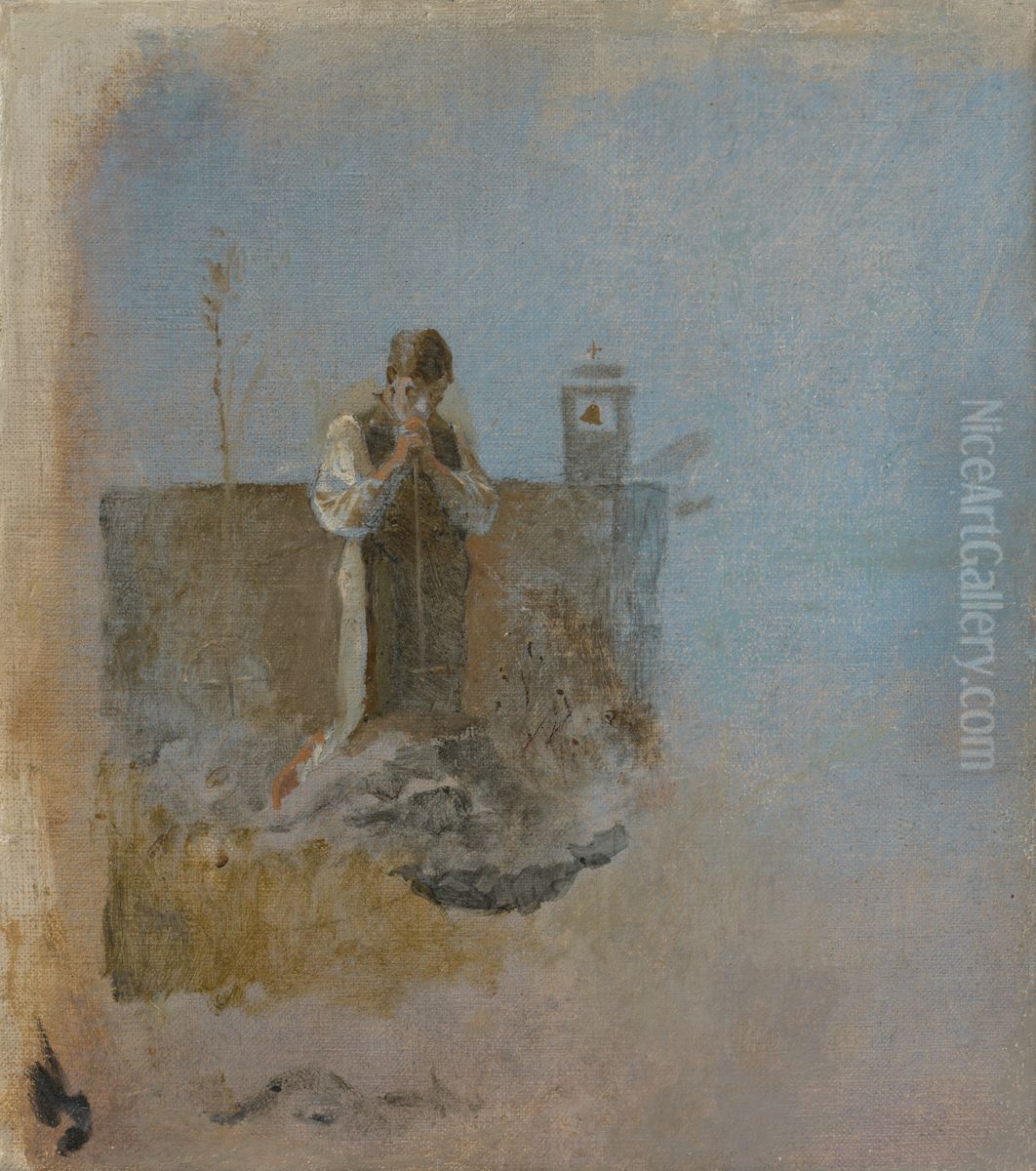 Hrobar Oil Painting by Laszlo Mednyanszky