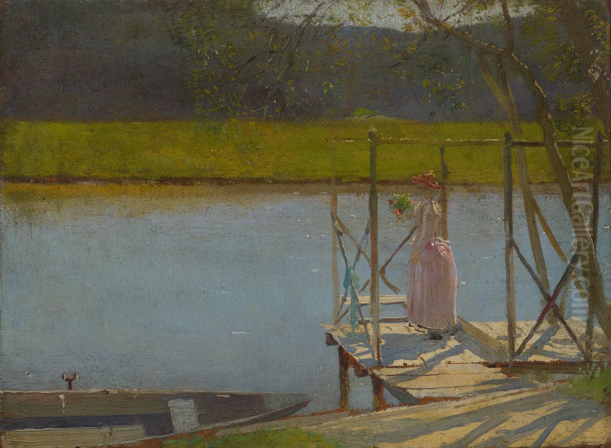 Dama pri clnkoch Oil Painting by Laszlo Mednyanszky