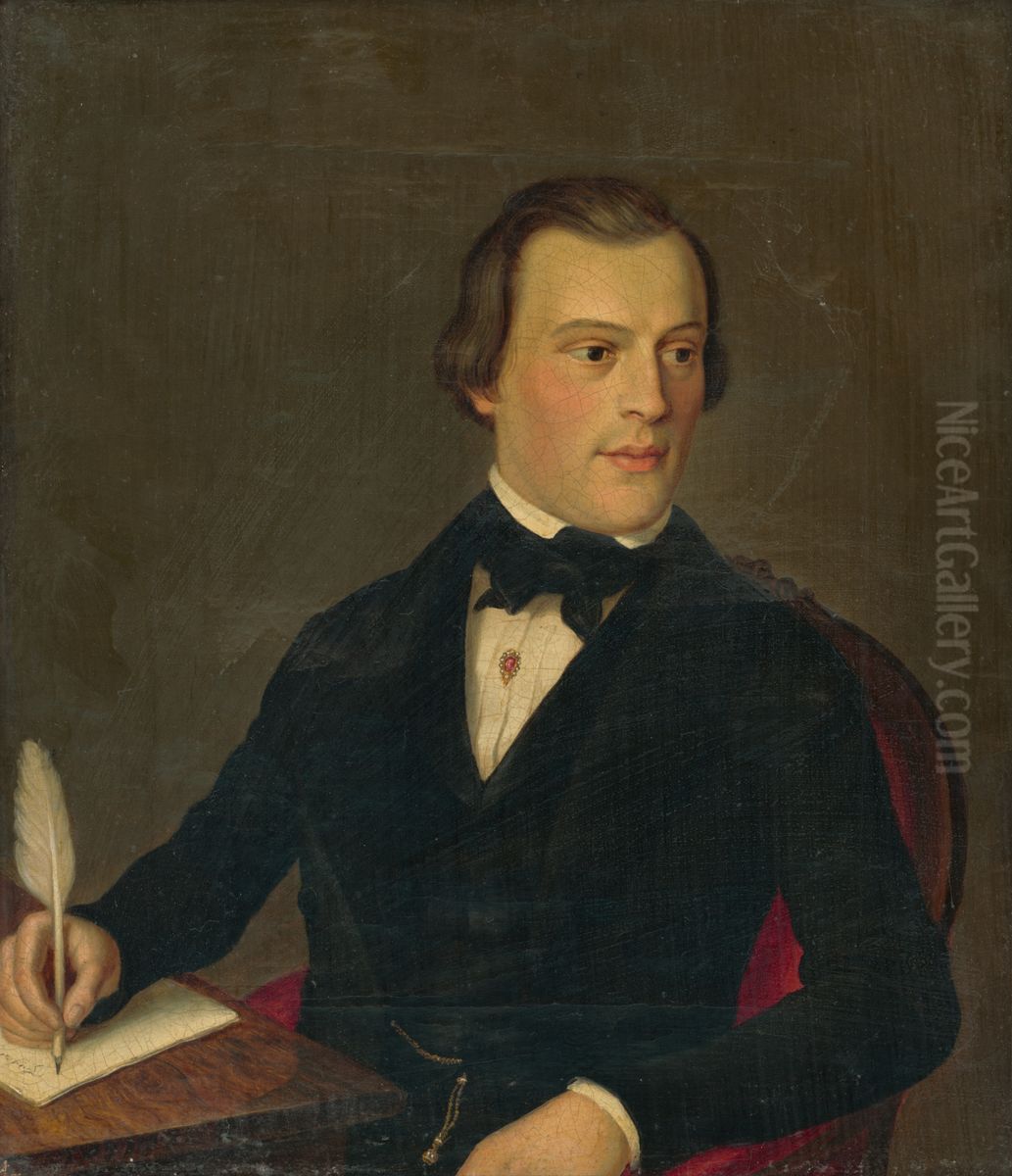 Podobizen pisuceho muza Oil Painting by Peter Michal Bohun