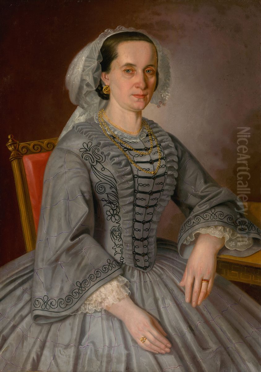 Antonia Kleinova, rod. Krmanova Oil Painting by Peter Michal Bohun