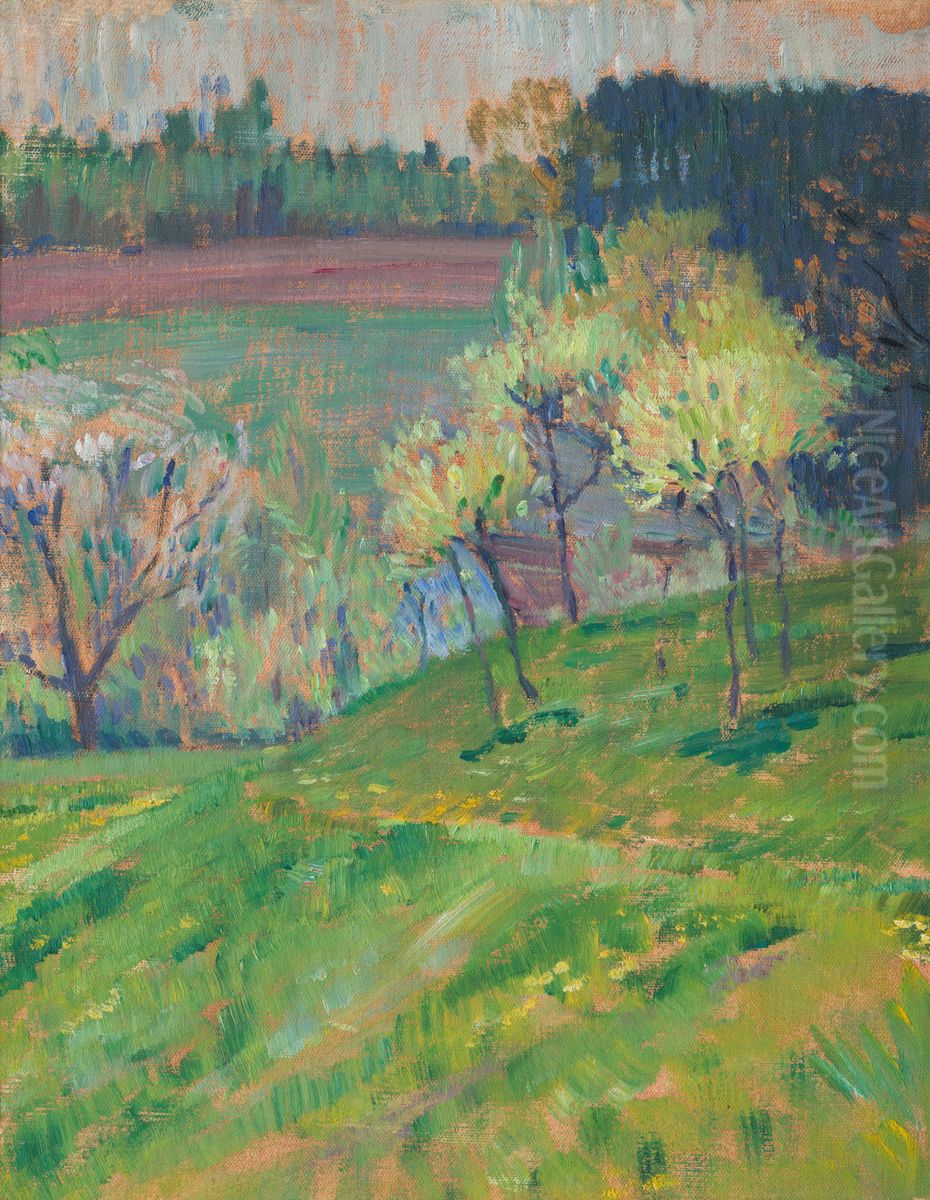 Rozkvitnuty sad Oil Painting by Jan Preisler