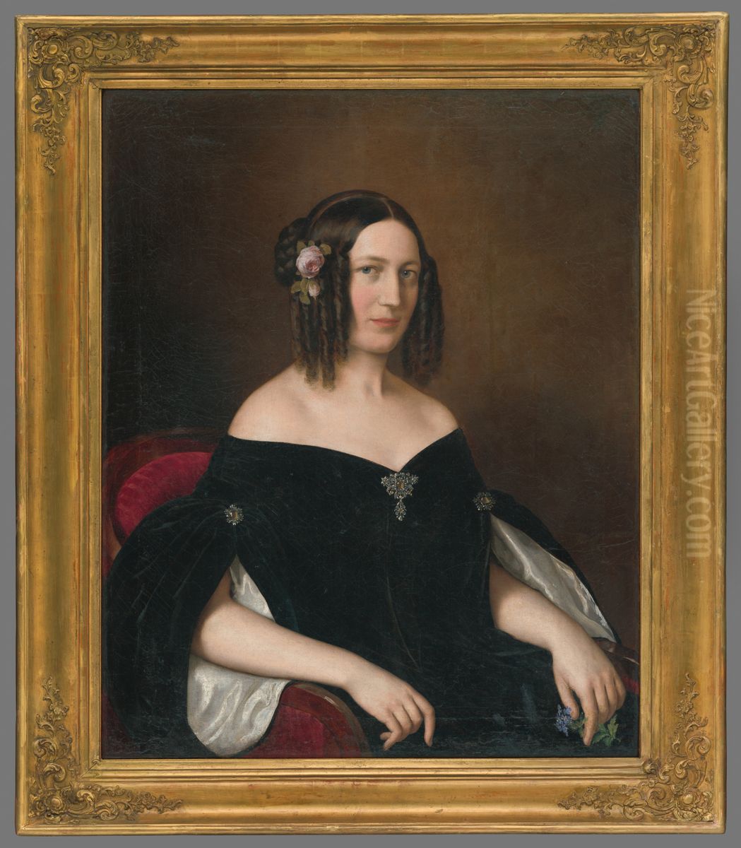 Portret mladej vdovy Oil Painting by Miklos Barabas