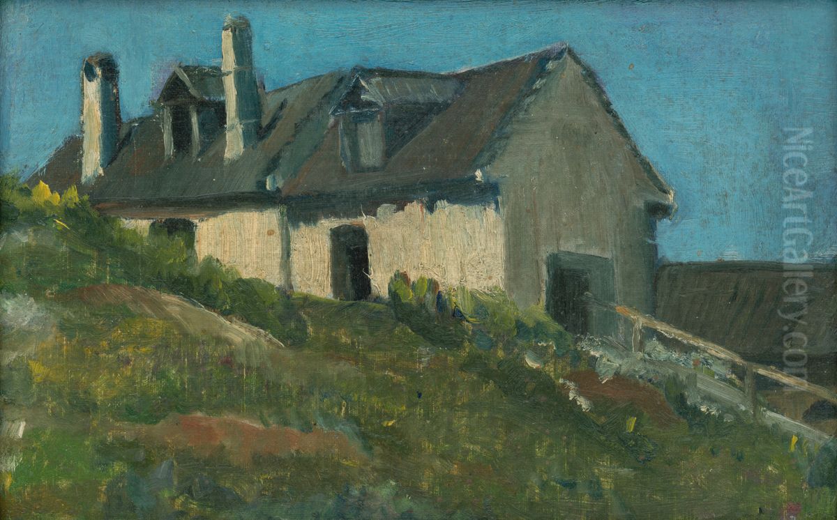 Dedinske gazdovstvo Oil Painting by Frida Konstantin