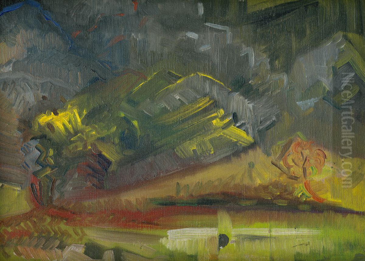 Vecerna krajina Oil Painting by Arnold Peter Weisz-Kubincan
