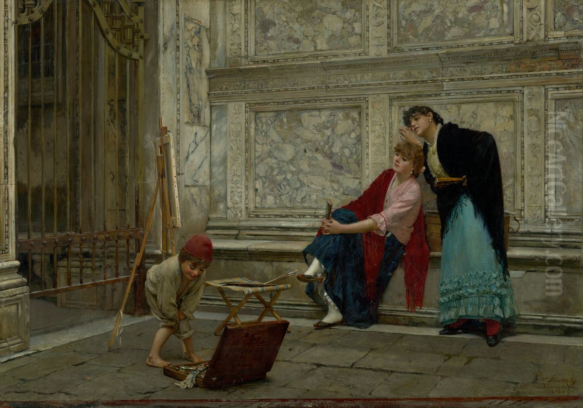 Improvizovany atelier Oil Painting by Dome Skuteczky