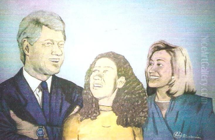 Clinton Family Portrait Oil Painting by Larry D. Alexander
