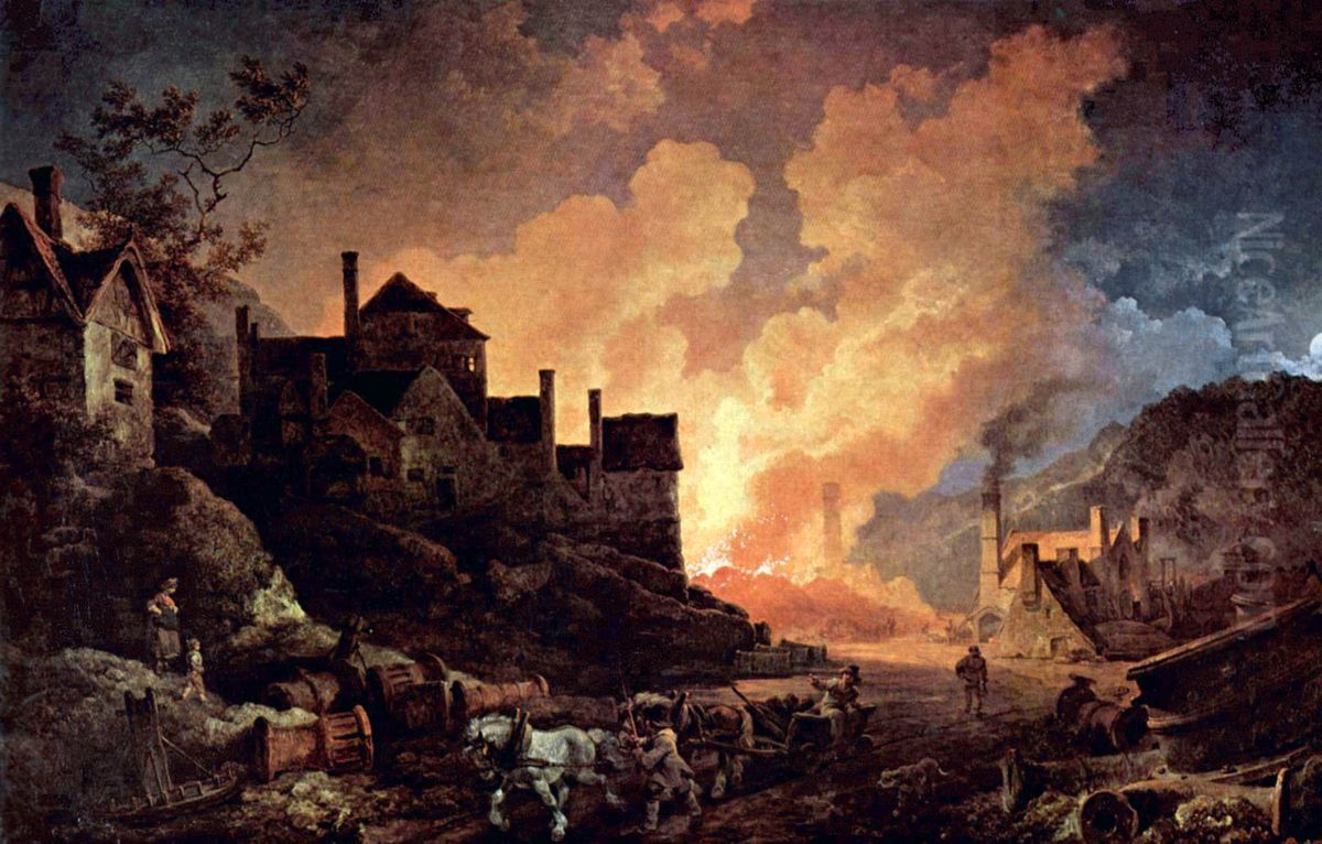 Coalbrookdale by Night Oil Painting by Philip James de Loutherbourg