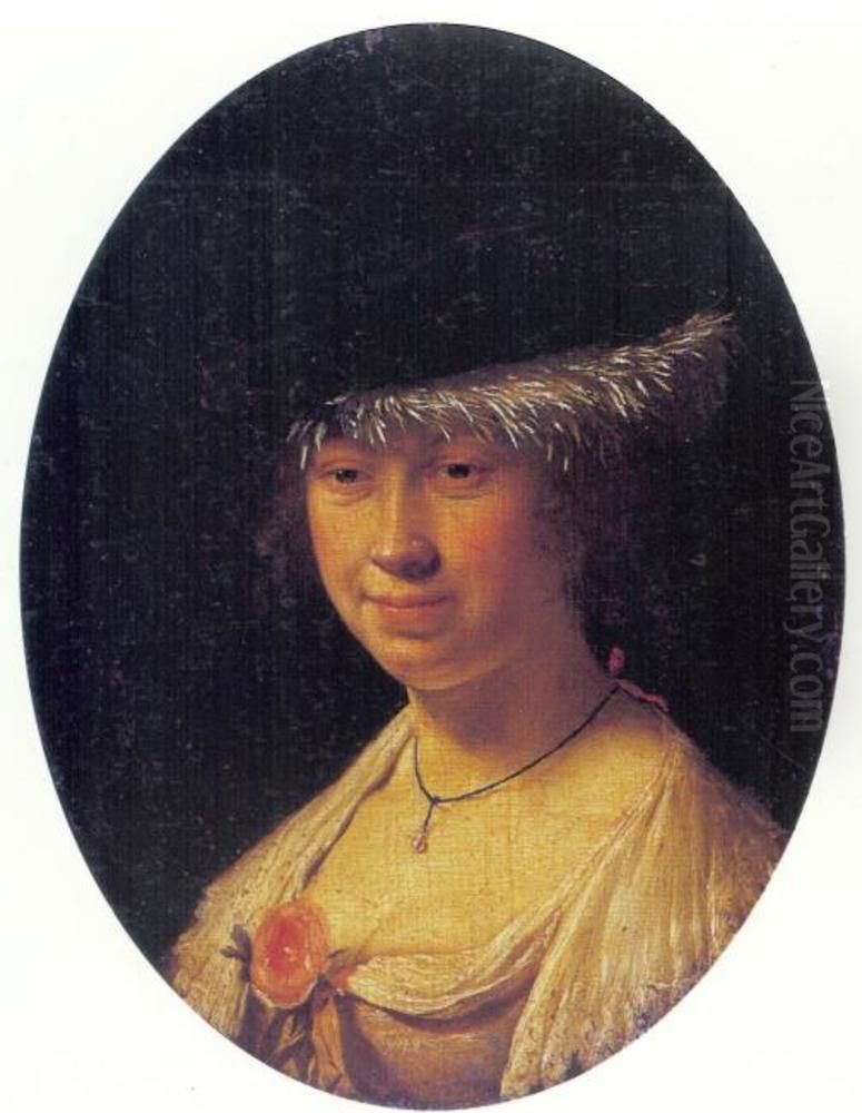 Bildnis einer Frau mit Barett Oil Painting by Frans van Mieris