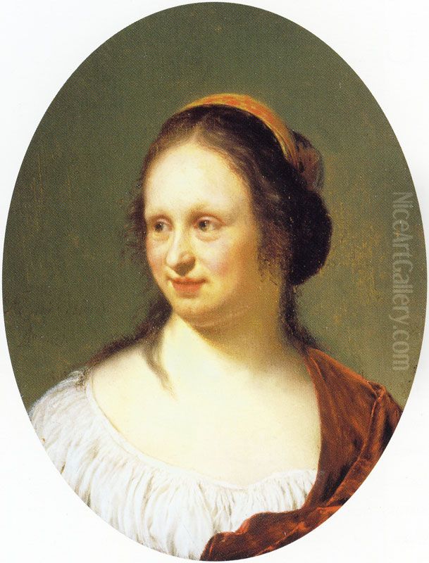 Portrait of Cunera van der Cock, the painter's wife Oil Painting by Frans van Mieris