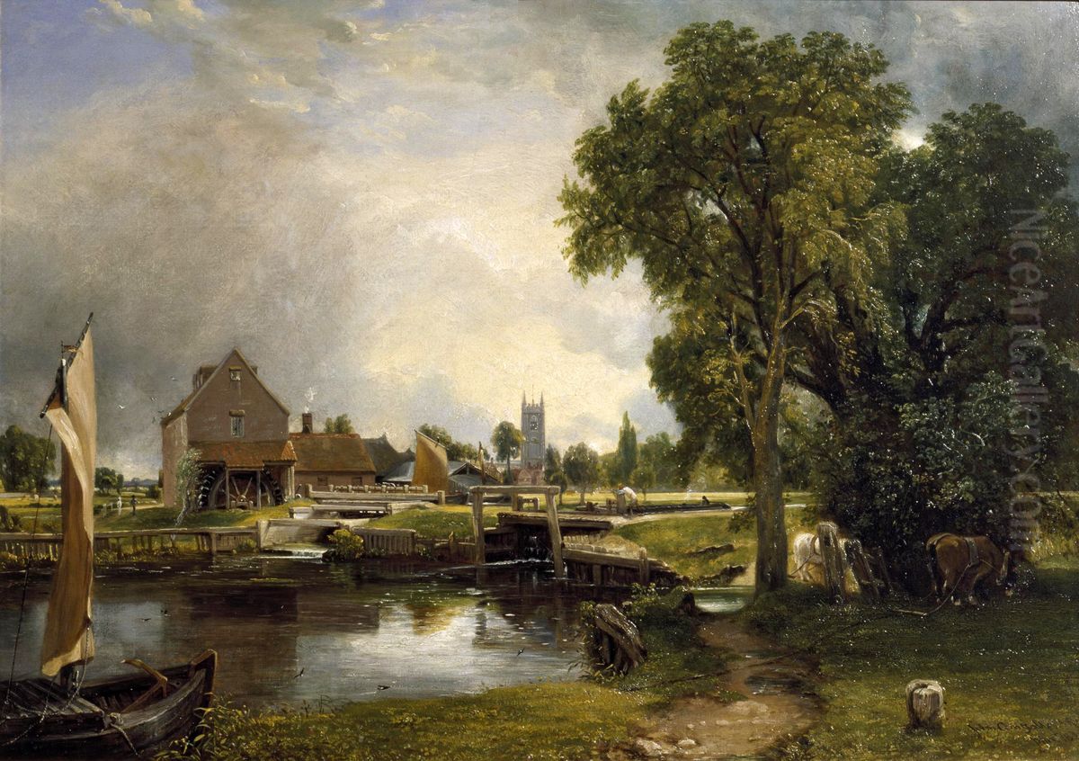 Schleuse und Muhle in Dedham (Dedham Mill) Oil Painting by John Constable