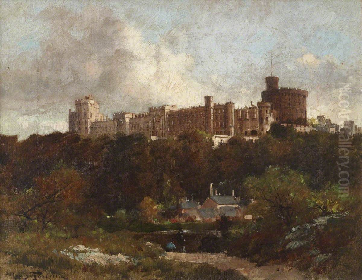 View of Windsor Castle from the North-east Oil Painting by Louis Tauzin