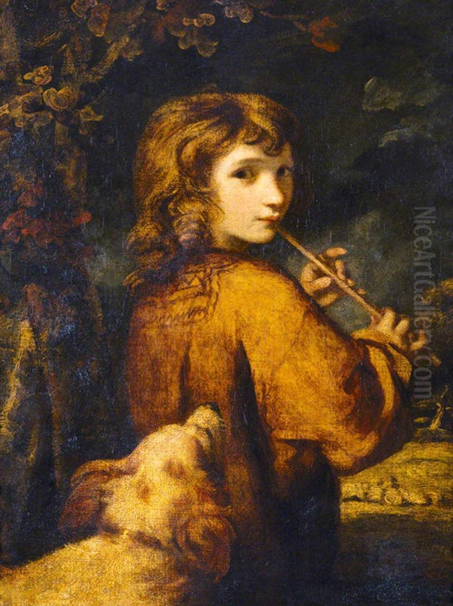 Piping Shepherd Boy Oil Painting by Of Sir Joshua Reynolds