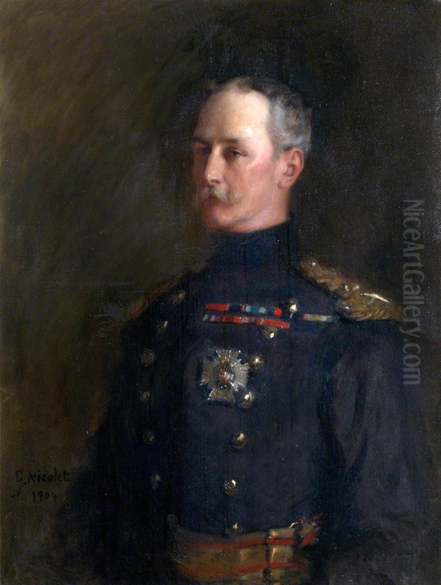 Lieutenant-General  Sir Reginald Pole-Carew, KCB, CVO, MP (1849 - 1924) Oil Painting by Gabriel Emile Edouard Nicolet