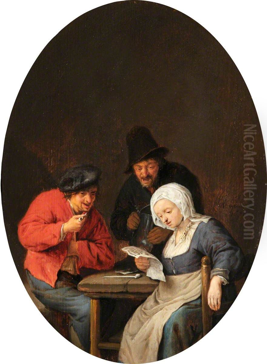 The News Oil Painting by Adriaen van Ostade