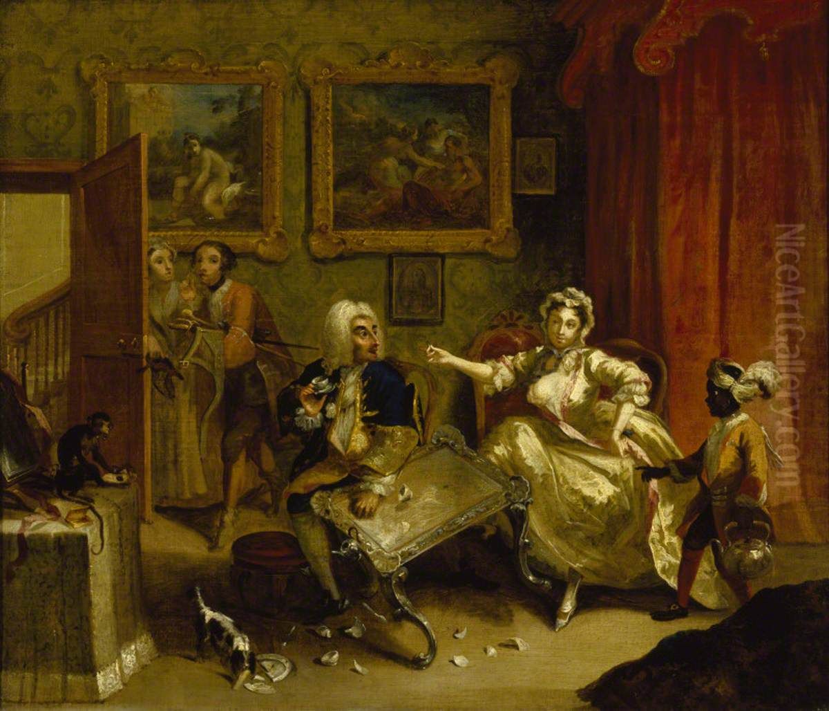 Quarrels with her Jewish Protector Oil Painting by William Hogarth