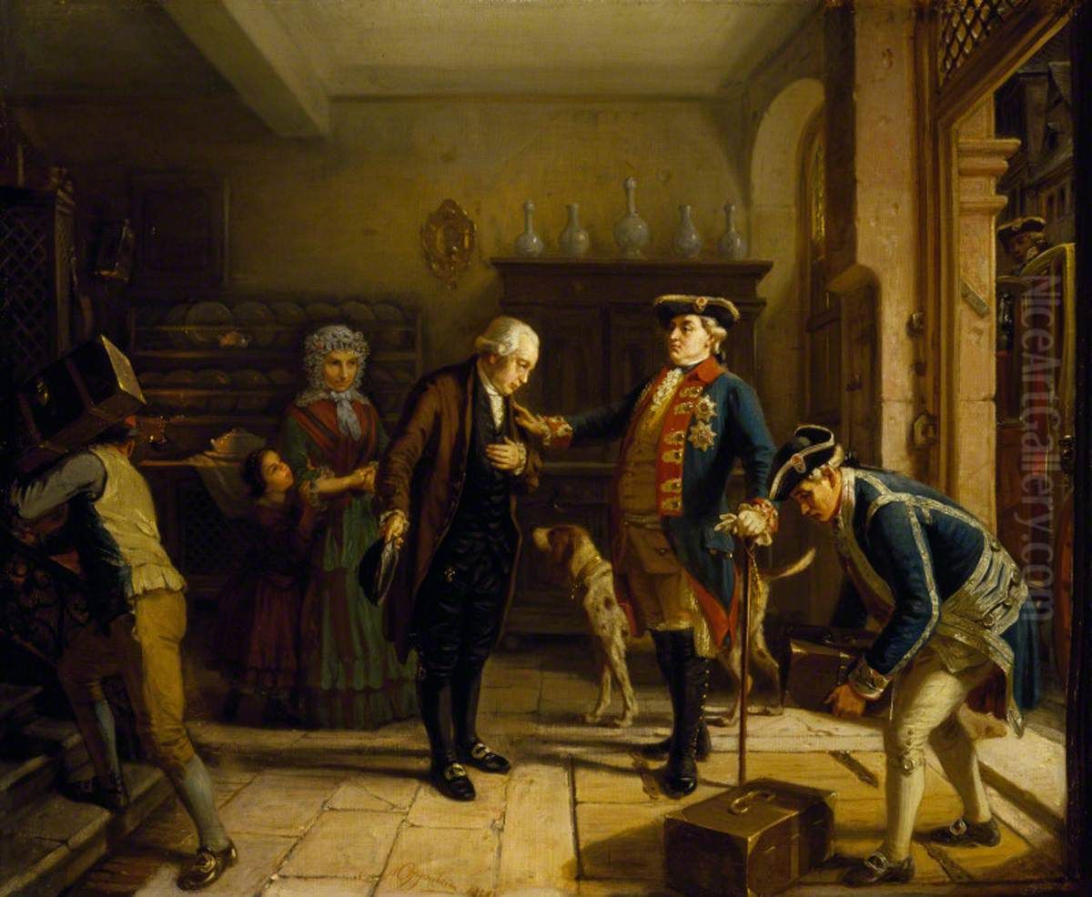 The Elector of Hesse entrusting Mayer Amschel Rothschild (1743-1812)  with his Treasure Oil Painting by Moritz Daniel Oppenheim