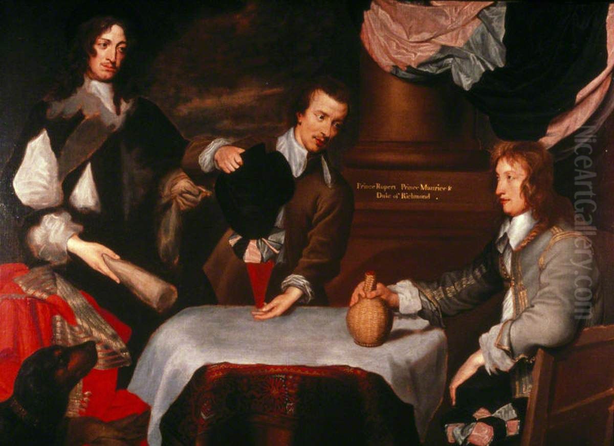 Prince Rupert (1619-1682), Colonel William Murray and Colonel, The Hon. John Russell (1620-1681) Oil Painting by William Dobson