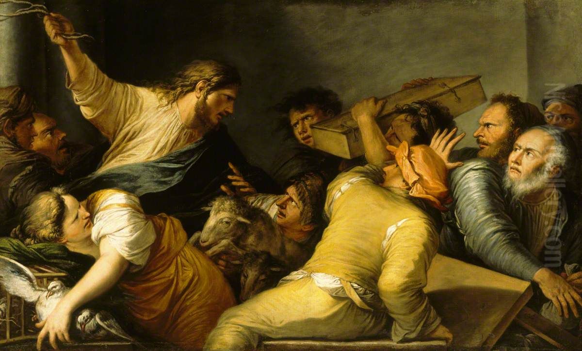 Christ expelling the Money Changers from the Temple Oil Painting by Salvator Rosa