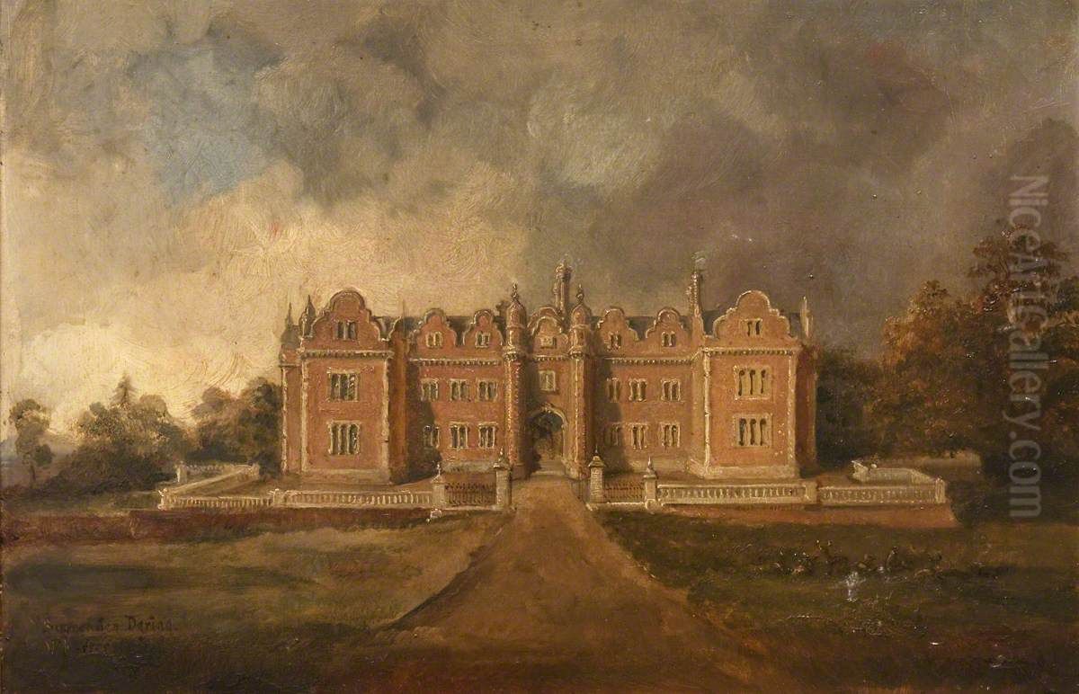 View of the Entrance Front of Surrenden Dering, Kent Oil Painting by Rebecca Dulcibella Orpen