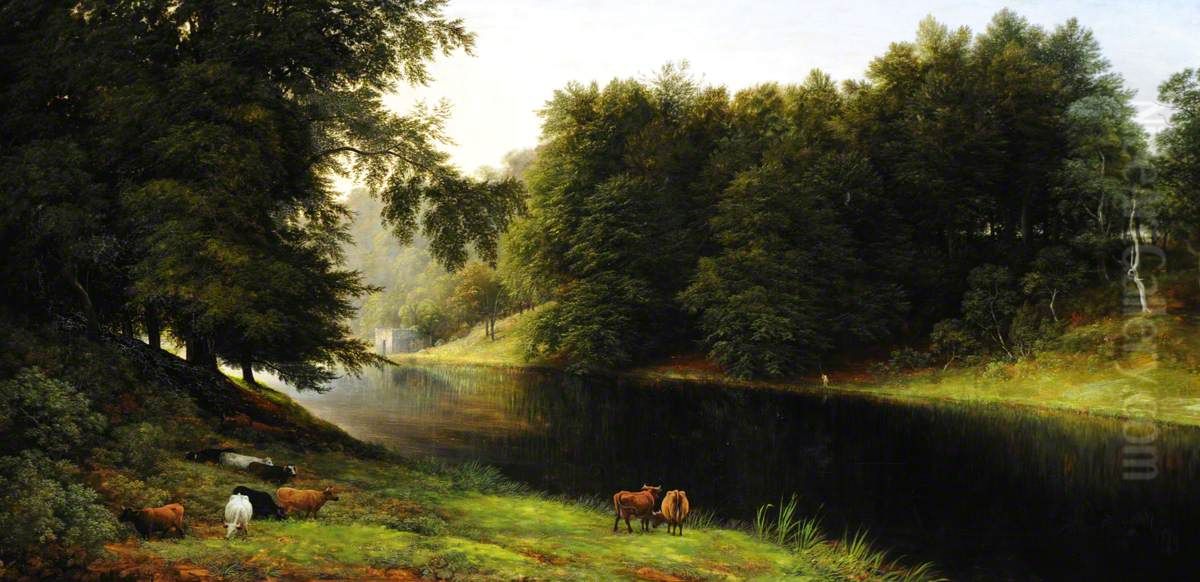 Boathouse in Calke Park Oil Painting by John Glover