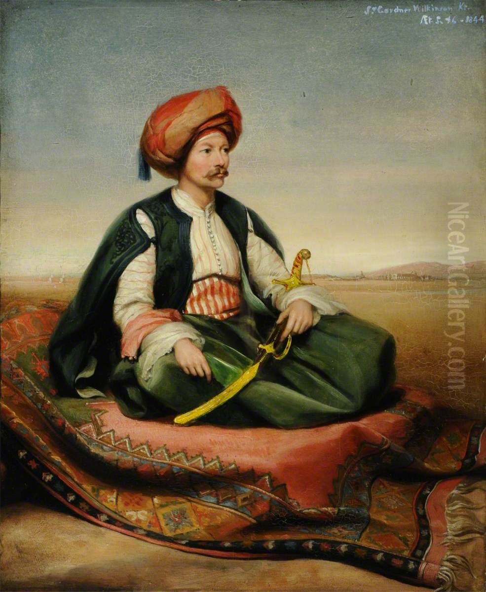 Sir John Gardner Wilkinson (1797-1875), aged 46, in Turkish Dress Oil Painting by Henry Wyndham Phillips