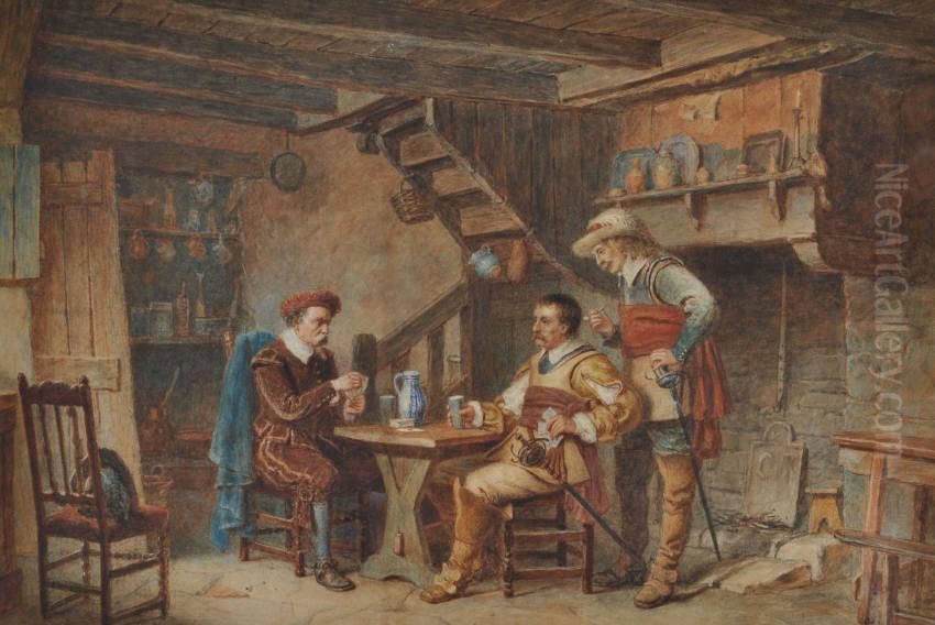 Genre Interior Scene Oil Painting by John Watkins Chapman