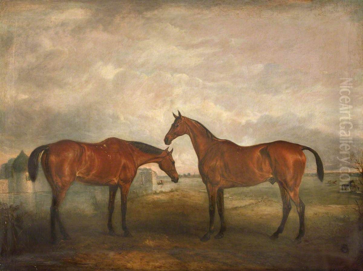 Two Hunters called 'Sambo' and 'Pilot' Oil Painting by John Ferneley