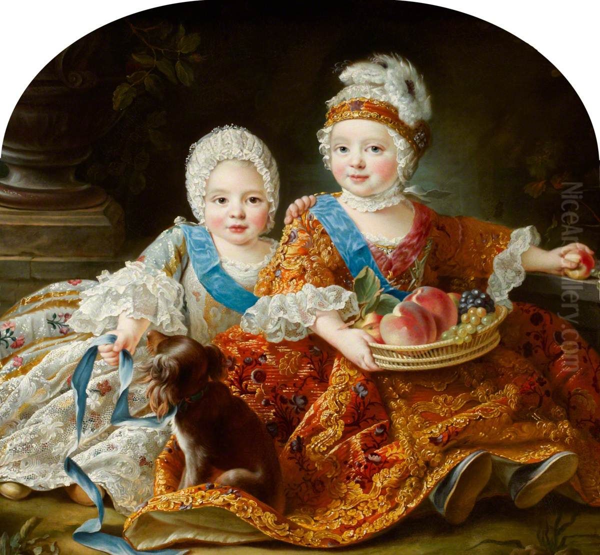 Louis Auguste, duc de Berry (later King Louis XVI, King of France [1754-1793] and Louis-Stanislas-Xavier, comte de Provence (later King Louis XVIII, King of France [1755-1824]) as Children Oil Painting by Francois-Hubert Drouais
