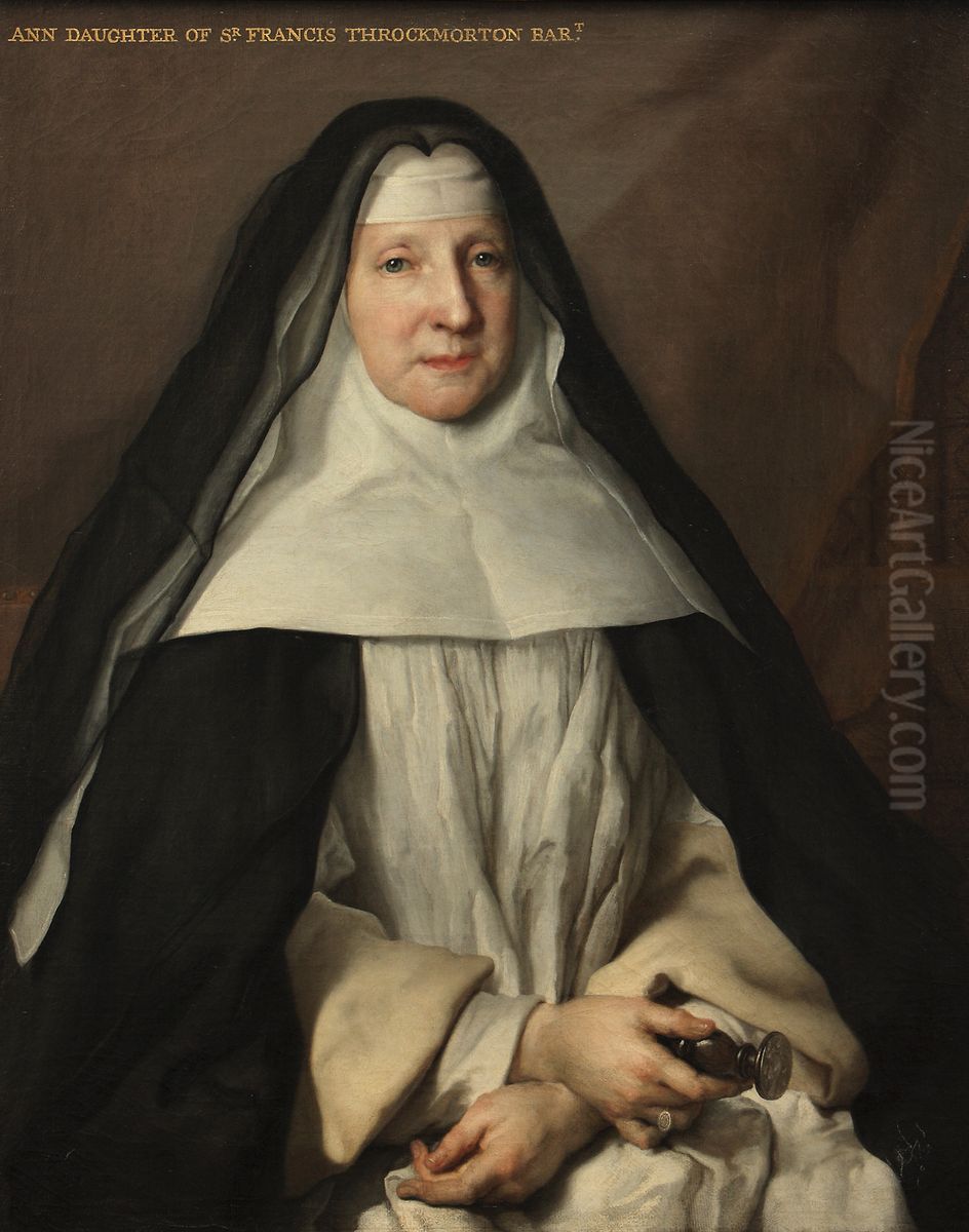 Anne Frances Throckmorton (1664-1734), Prioress of the English Augustinian Convent of Notre-Dame-de-Sion, Paris Oil Painting by Nicolas de Largilliere