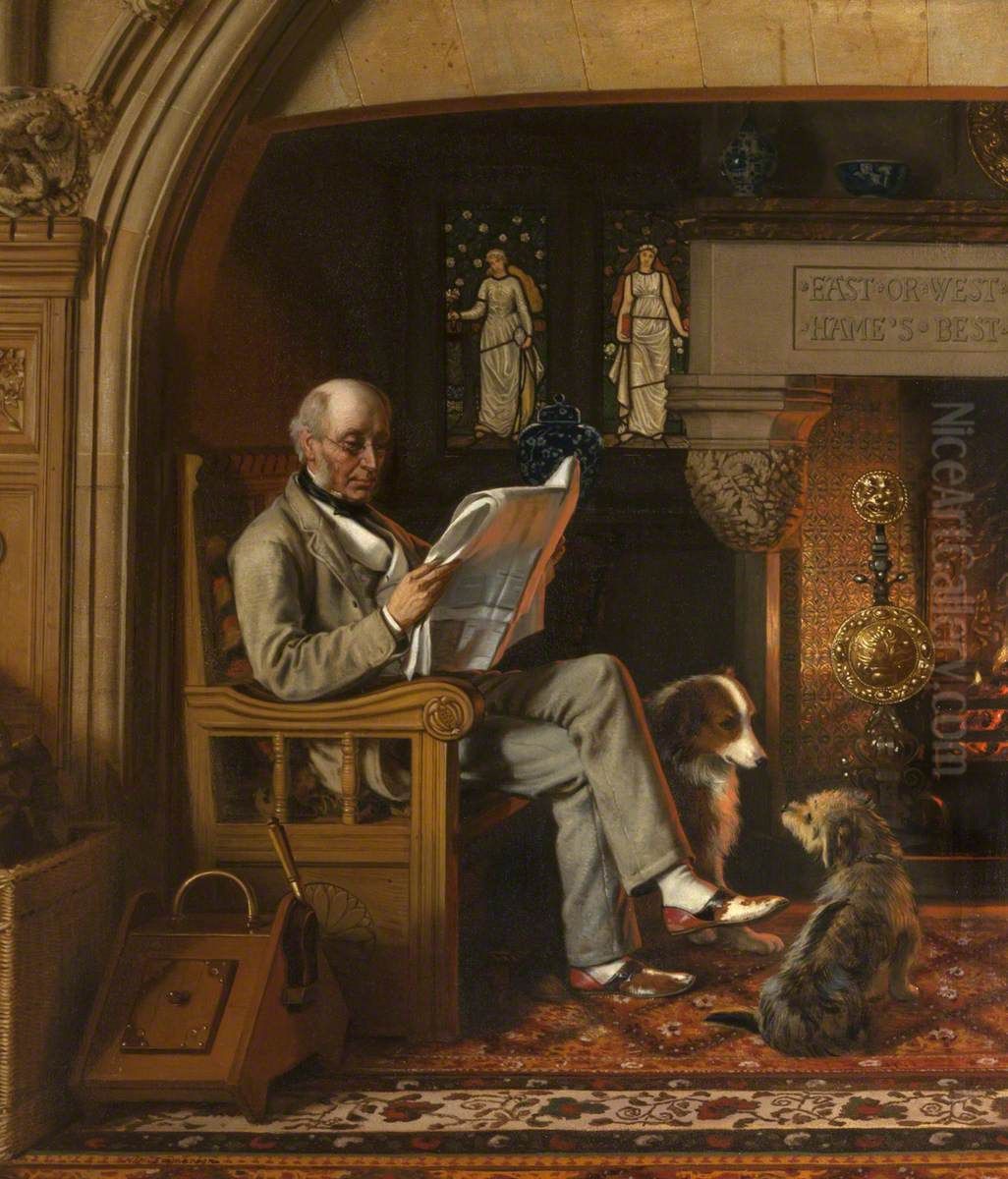 Sir William George Armstrong, 1st Baron Armstrong of Cragside (1810-1900), in the Inglenook at Cragside Oil Painting by Henry Hetherington Emmerson