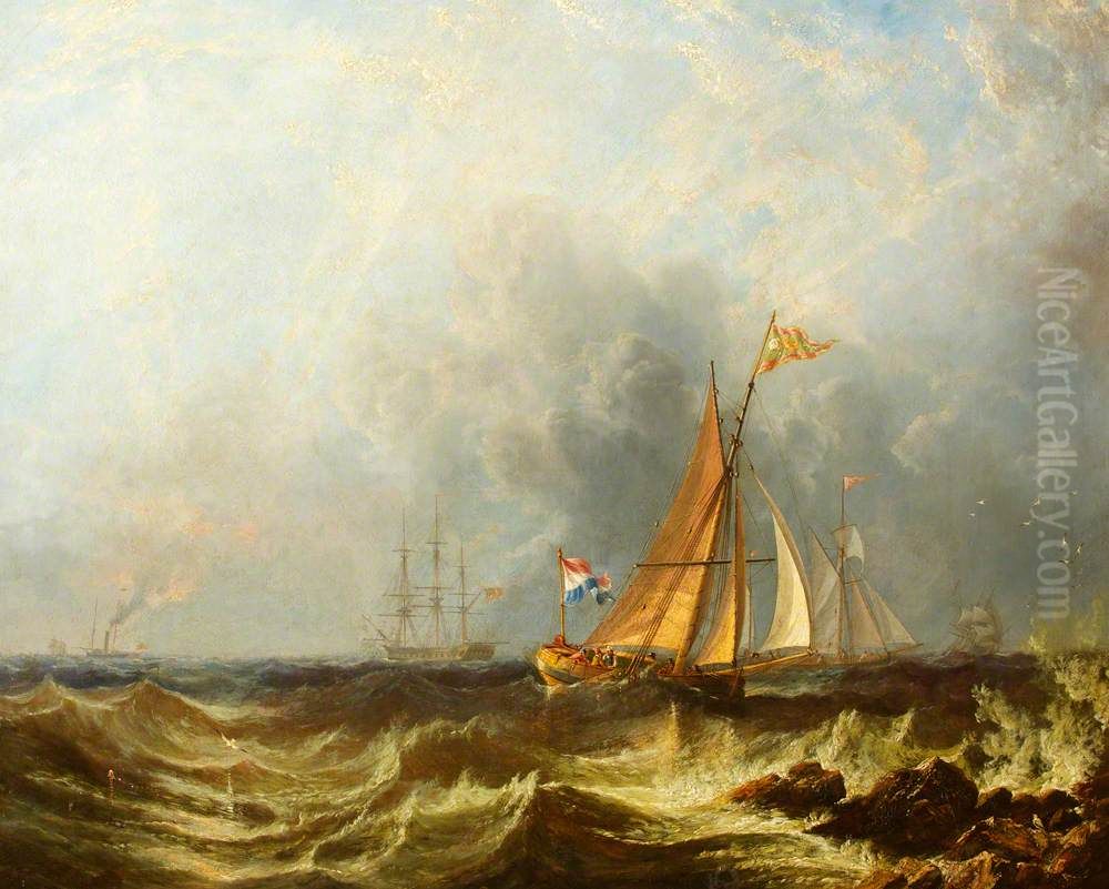 A Seascape with Shipping Oil Painting by James Wilson Carmichael
