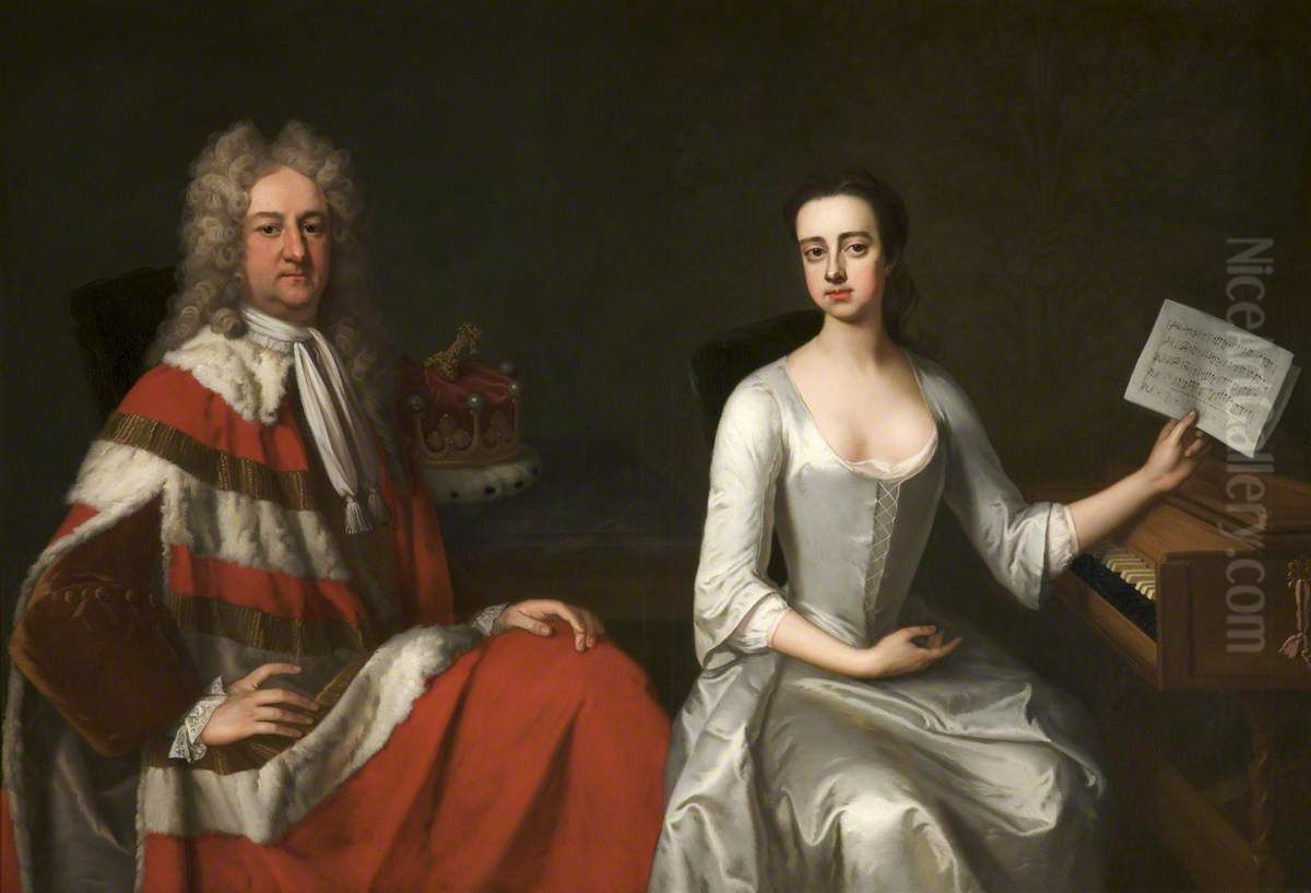 George Booth, 2nd Earl of Warrington (1675-1758) and his Daughter Lady Mary Booth, later Countess of Stamford (1704-1772) Oil Painting by Michael Dahl