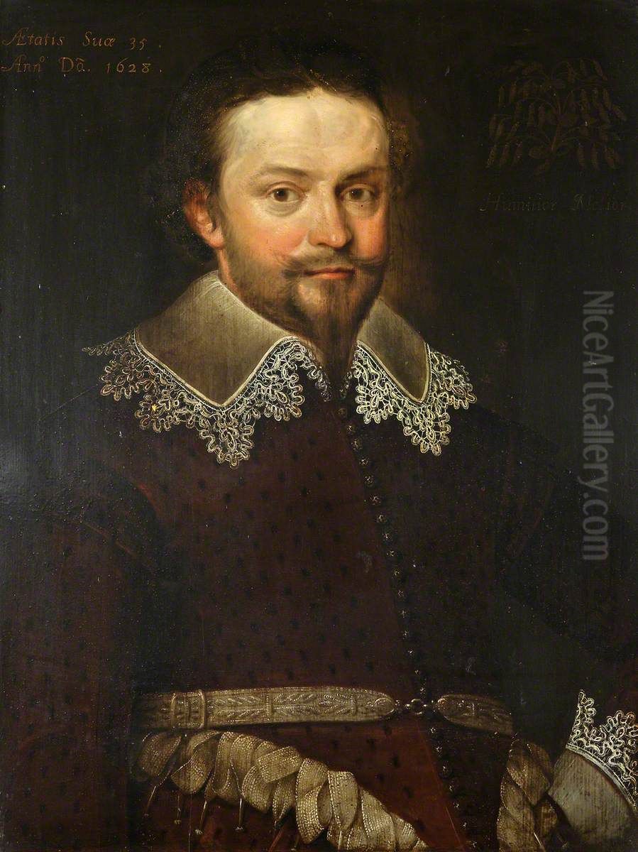 An Unknown Gentleman, aged 35, formerly called William Herbert, 3rd Earl of Pembroke KG, PC (1580-1630), possibly a member of the Meller family Oil Painting by Marcus Gheeraerts the Younger