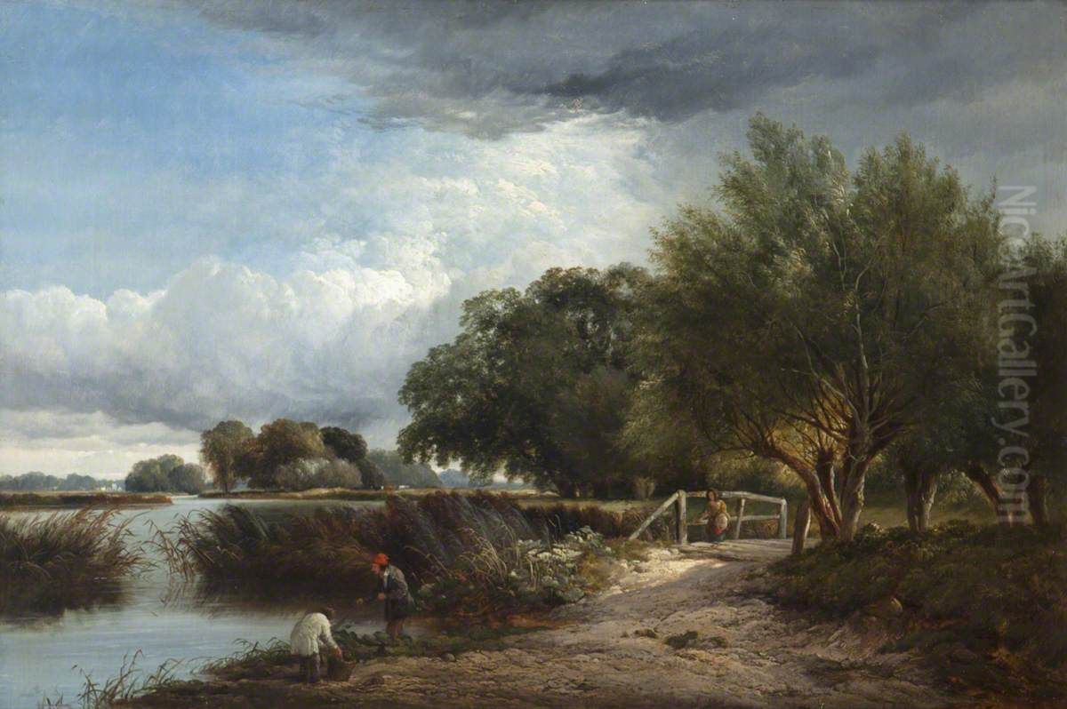 A River Landscape Oil Painting by Arthur Gilbert