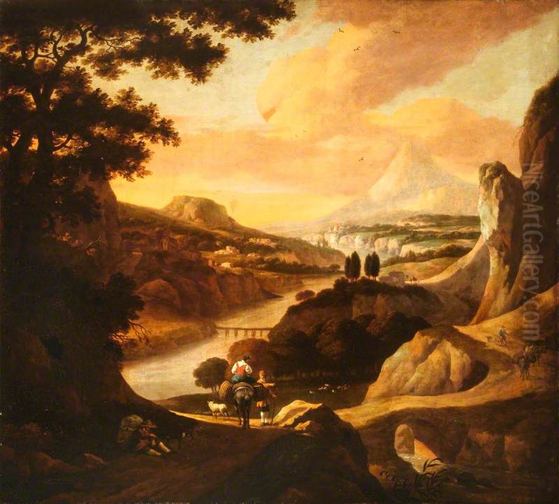 Landscape with Figures Oil Painting by Abraham Begeyn