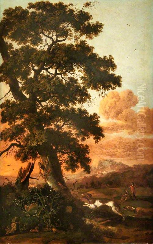 Landscape with Figures and Dogs Oil Painting by Abraham Begeyn
