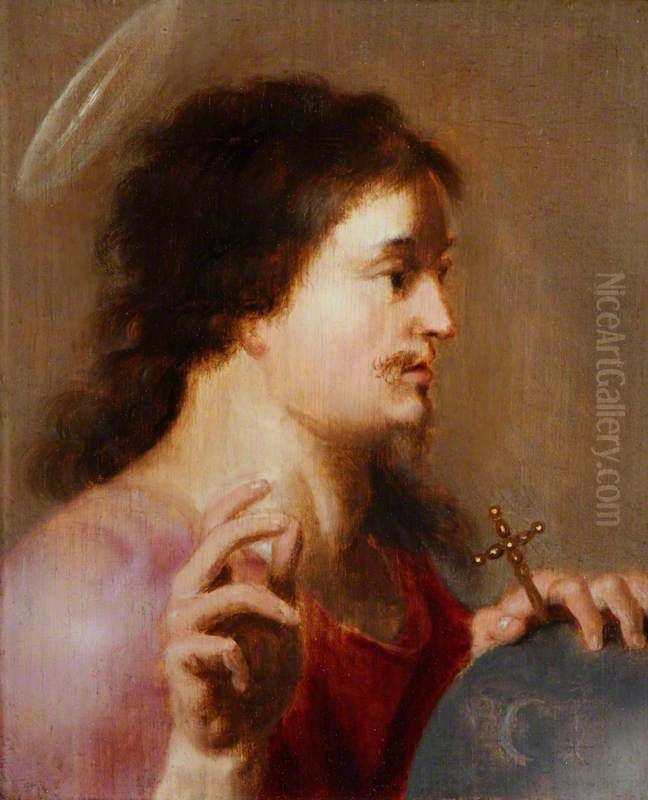 Christ Salvator Mundi Oil Painting by Cornelius van Poelenburgh