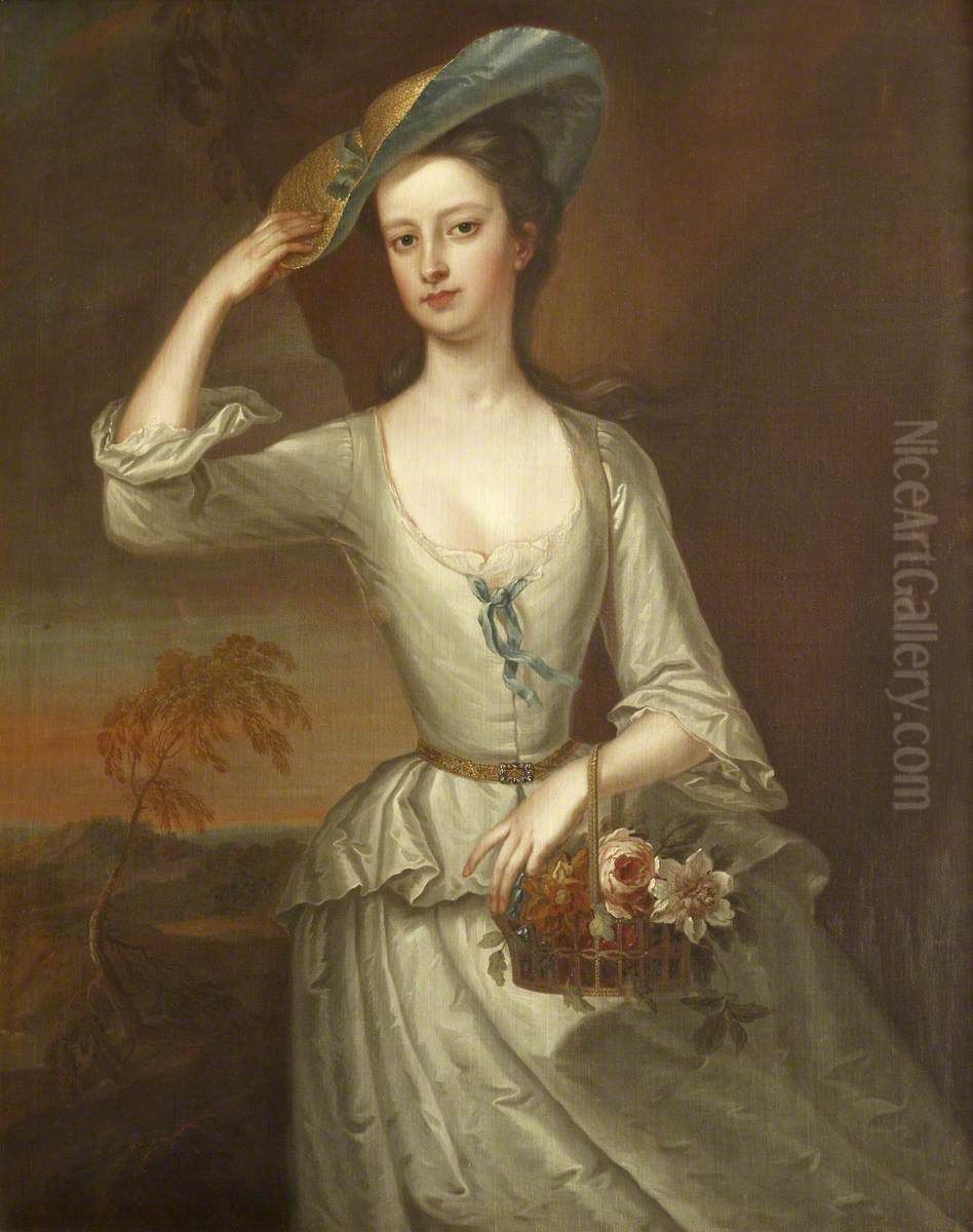Lady Louisa Caroline Isabella Hervey, Lady Smyth (1715-1770) Oil Painting by Charles Jervas