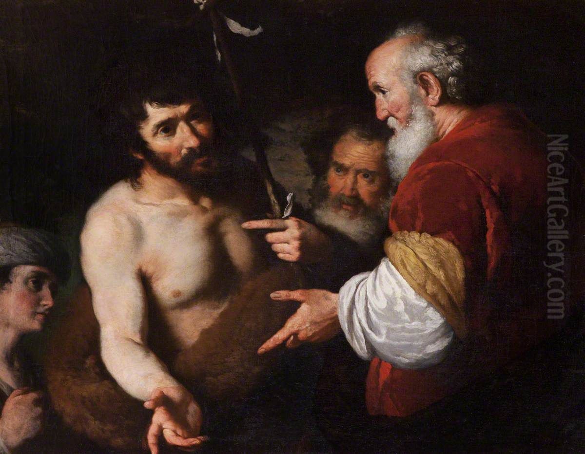 Saint John the Baptist interrogated about Christ Oil Painting by Bernardo Strozzi