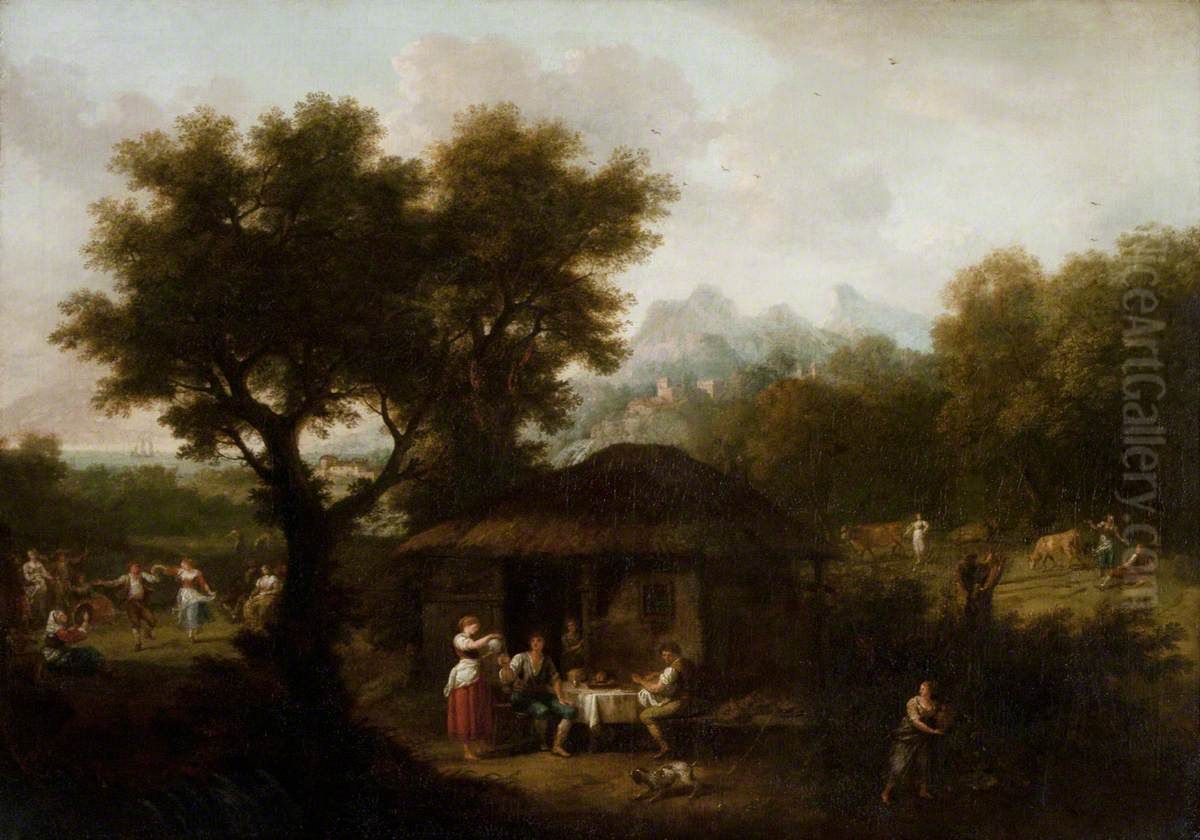 Landscape with Pastoral Figures and Animals (from Milton's 'L'Allegro' [1645]) Oil Painting by Francesco Zuccarelli