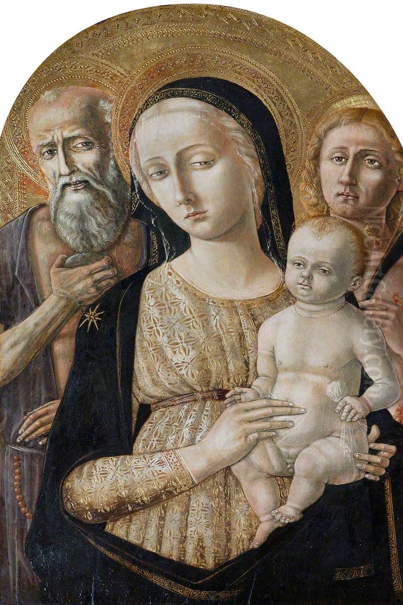 Madonna and Child with Saint Jerome and Saint Sebastian Oil Painting by Matteo Di Giovanni