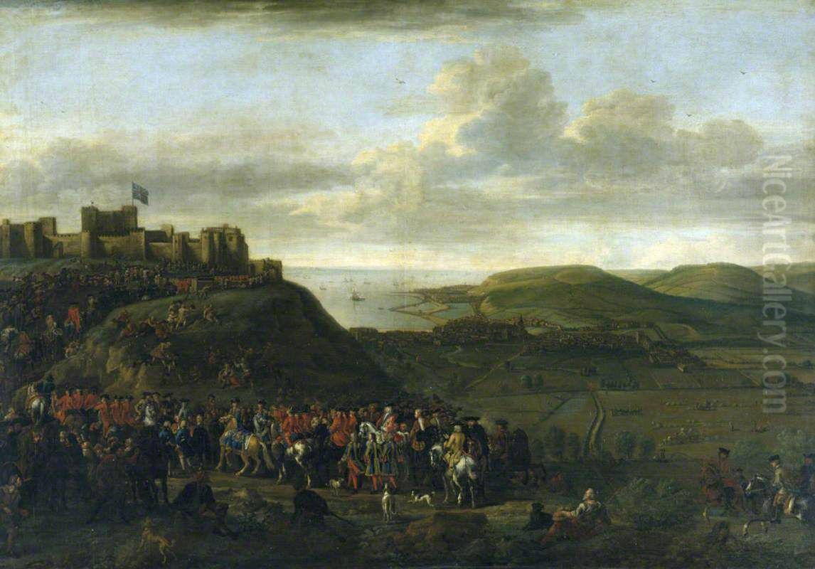 View with the Procession of Lionel Sackville, 1st Duke of Dorset (1688-1765) returning to Dover Castle after taking the Oath of Office of Lord Warden of the Cinque Ports Oil Painting by John Wootton