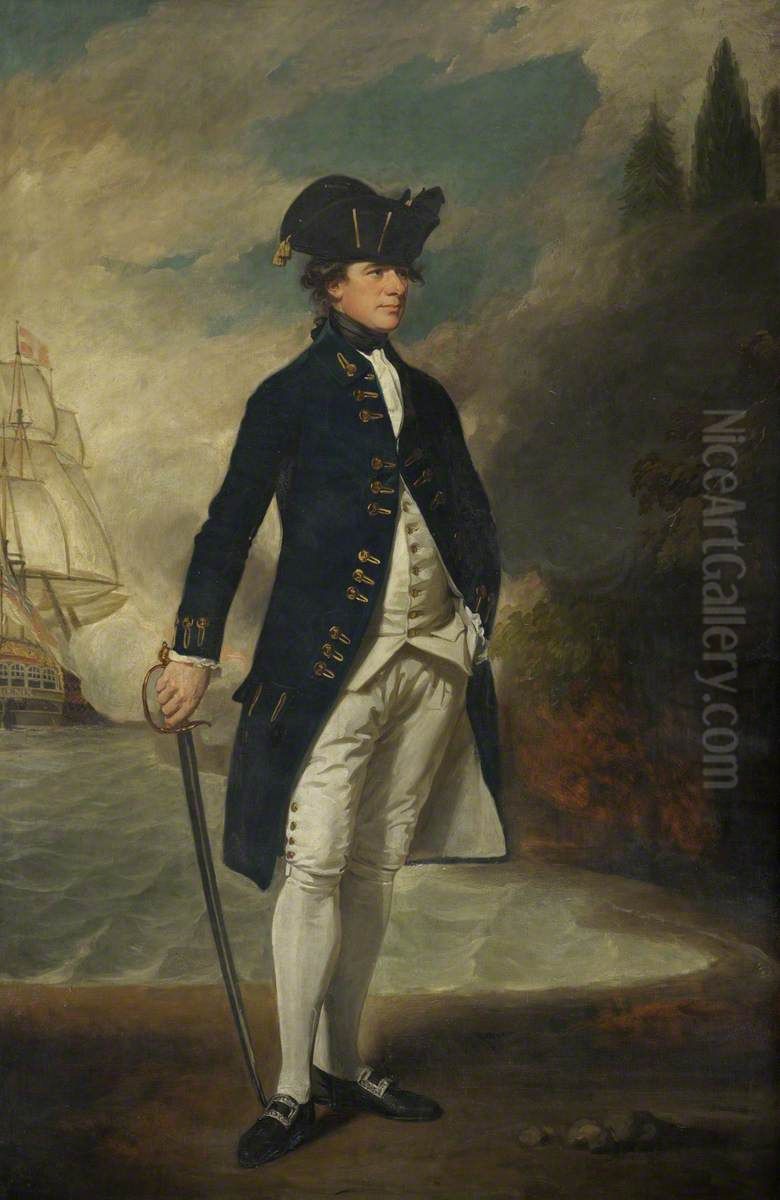 Captain later Admiral Sir Hyde Parker (1739-1807) Oil Painting by George Romney