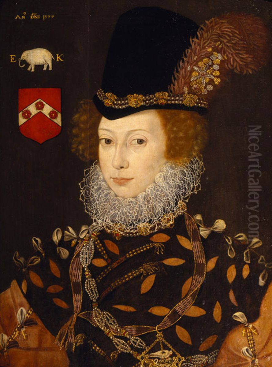 Elizabeth Knollys, Lady Leighton (b.1549) Oil Painting by George Gower