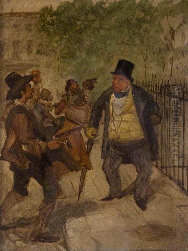 The Barrel Organ Player Oil Painting by Charles Keene